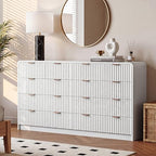 HOUROM 55“ Wide White Fluted Dresser for Bedroom with 10 Drawers - Image 7