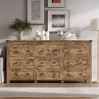 BORNOON 9-Drawer Dresser, Modern Wooden Storage Chest of Drawers, Dresser TV Stand, Wood Drawer Organizer with Metal Handles for Bedroom, Living Room, Hallway - Image 3