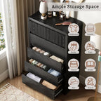 LYNSOM Black Fluted 5 Drawer Dresser for Bedroom, Curved Edge, 48" Tall - Image 4