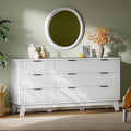 Xixini Fluted Dresser with 9 Drawers, 63" Wide Modern Chest of Drawers with Metal Handle, Wooden Dresser TV Stand, Wood Closet Clothes Storage Organizer for Bedroom, Living Room, Hallway, Solid White by Xixini