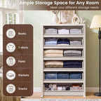 White Dresser for Bedroom, 55.6” Tall Dresser for Closet, Modern Dresser with 6 Drawers, Chest of Drawers Bedroom Furniture, Front Curved & Handleless Design, Wooden Dresser Living Room - Image 5
