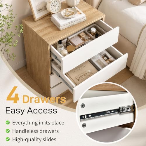 Karl home White Wood Effect 4 Drawer Modern Dresser, Bedroom Storage Chest - Image 4
