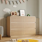 BORNOON Dresser for Bedroom with 6 Drawers, Fluted Chest of Drawers with Round Curved Corner, Hidden Handles, Modern Wood Storage Organizer for Bedroom, Nursery, Living Room by BORNOON
