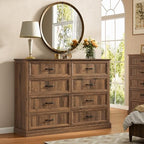 Farmhouse 8 Drawer Dresser for Bedroom, 55" Walnut Dresser with TV Stand - Image 5