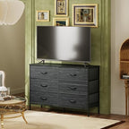 WLIVE Dresser for Bedroom with 6 Drawers, Charcoal Black Wood Grain Print - Image 4