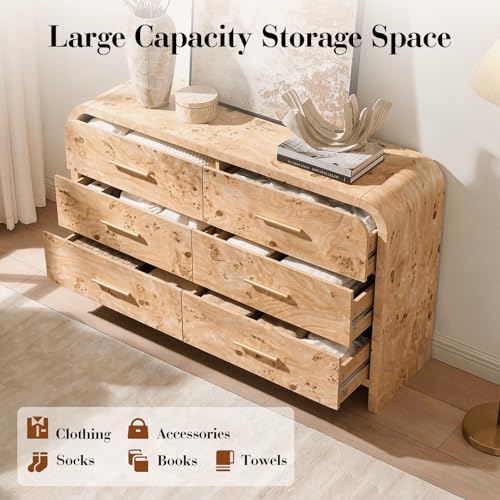 Curved Drawer Dresser for Bedroom with 6 Drawers, 54'' Wide Chest of Drawer - Image 4