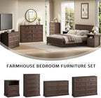 Farmhouse 9 Drawer Dresser for Bedroom, 55" Brown Dresser with TV Stand - Image 4