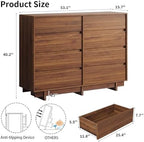 HOUROM Walnut Dresser for Bedroom, 53in Modern 8 Drawer Chest of Drawers - Image 2