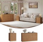 9 Drawer Dresser & 2-Drawer Nightstand Set 3-Piece, Natural Wood丨63 Wide Fluted Bedroom Dresser Set Night Stand Set of 2, Modern Wood Chest of Drawers Storage Dressers Set for Bedroom - Image 2