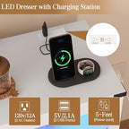 Wodeer White Dresser 6 Drawer Dressers for Bedroom with LED Lights, Charging Station, Wood Chest of Drawers with Metal Handles, Modern TV Stand Storage Cabinet for Living Room, Hallway, Entryway - Image 4