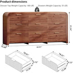 Ieejdn 62.91" Modern Chest of Drawer, 9 Deep Drawers,Clothes Organizer,Large Storage Cabinet for Living Room, Bedroom,Dresser TV Stand, Wood Drawer Organizer for Living Room, Hallway, ​​Chestnut - Image 2