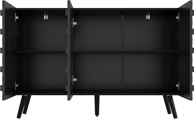 Fluted Storage Unit Cabinet, Modern Black Console Cabinets - Image 9