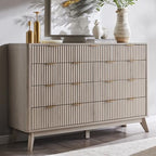 T4TREAM 54" Wide Fluted 9 Drawer Dresser for Bedroom, White Alder by T4TREAMFurniture