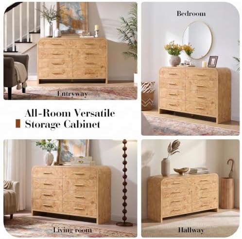 Curved Drawer Dresser for Bedroom with 8 Drawers, 54'' Wide Chest of Drawer - Image 7