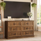 Farmhouse 6 Drawer Dresser for Bedroom, 55" Walnut Dresser with TV Stand - Image 6