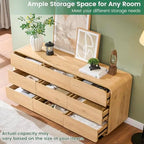 Standifurno Natural Dresser for Bedroom with 9 Drawers, 63" Wide Modern Drawers with Curved Design, Wood Drawer Organizer for Living Room, Hallway - Image 4