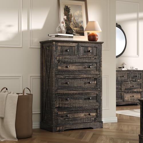 Farmhouse 6 Drawers Dresser Chests for Bedroom,Tall Chest of Drawers by FFBCFDKFurnitureSet