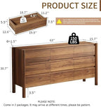 CHUWELL 63" Wide Walnut 9 Drawer Dresser for Bedroom with Solid Wood Legs - Image 2