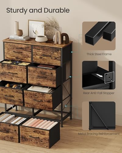 SONGMICS Dresser for Bedroom, Tall Dresser with 8 Fabric Drawers - Image 6
