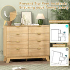 Wodeer 8 Drawer Fluted Dresser for Bedroom, Mid Century Modern Wooden Dresser with 8 Drawers, Dressers & Chests of Drawers with Metal Handle, TV Stand & Storage Organizer for Entryway, Hallway, Oak - Image 6