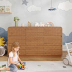 BORNOON Dresser for Bedroom with 9 Drawers, Fluted Chest of Drawers with Round Curved Corner, Hidden Handles, Modern Wood Storage Organizer for Bedroom, Nursery, Living Room - Image 7