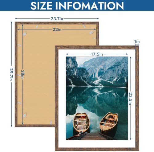 Hongkee 22x28 Frame Set of 4, 22 x 28 Rustic Brown Wood Style(Mat 18x24) - Image 3
