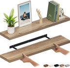 Ballucci Floating Shelves for Wall, 48" Wood Wall Shelf Set of 2, with Invisible Brackets for Bathroom, Living Room, Bedroom, Kitchen, Nursery, 8" Deep, Oak Finish by Ballucci