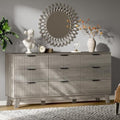 Xixini Fluted Dresser with 9 Drawers, 63" Wide Wood Chest of Drawers with Metal Handle, Wooden Dresser TV Stand, Modern Closet Clothes Storage Organizer for Bedroom, Living Room, Hallway, Light Grey by Xixini