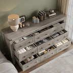 BORNOON 9-Drawer Dresser, Modern Wooden Storage Chest of Drawers, Dresser TV Stand, Wood Drawer Organizer with Metal Handles for Bedroom, Living Room, Hallway - Image 4