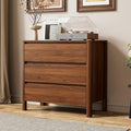 Furniway 31.5" Mid-Century Modern Dresser for Bedroom, 3 Drawer Small Chest of Drawers with Wood Legs, Large Storage Bedroom Dresser, Walnut by Furniway