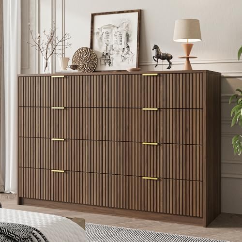 MAISONARIA Dresser for Bedroom, 8 Drawer Double Dresser, Modern Chest of Drawers for Bedroom, Living Room, Entryway and Closet, 55" L x 15.7" D x 37.4" H, Walnut - Image 6