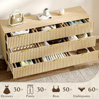 HUANLEGO Fluted Dresser for Bedroom with 9 Drawers, Oak - Image 5
