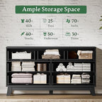 Xixini Fluted Dresser with 7 Drawers, 58" Wide Wood Chest of Drawers with Metal Handle, Wooden Dresser TV Stand, Modern Closet Clothes Storage Organizer for Bedroom, Living Room, Hallway, Solid Black - Image 4