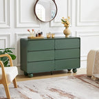AVZEAR Modern 6 Drawer Green Dresser for Kids Bedroom, 48" Wide Wooden Dresser Chest of Drawers, Handle Free & Curved Profile Design, Mid Century Closet Clothes Storage Organizer for Living Room - Image 5