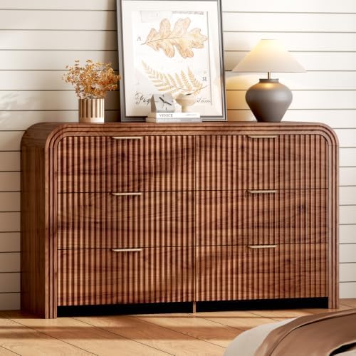 Ieejdn 47.24" Modern Chest of Drawer, 6 Deep Drawers,Clothes Organizer,Large Storage Cabinet for Living Room, Bedroom,Dresser TV Stand, Wood Drawer Organizer for Living Room, Hallway, Brown by Ieejdn