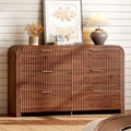 Ieejdn 47.24" Modern Chest of Drawer, 6 Deep Drawers,Clothes Organizer,Large Storage Cabinet for Living Room, Bedroom,Dresser TV Stand, Wood Drawer Organizer for Living Room, Hallway, Brown by Ieejdn