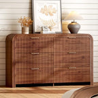 Ieejdn 47.24" Modern Chest of Drawer, 6 Deep Drawers,Clothes Organizer,Large Storage Cabinet for Living Room, Bedroom,Dresser TV Stand, Wood Drawer Organizer for Living Room, Hallway, Brown by Ieejdn