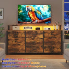 63'' Rustic Brown Dresser for Bedroom, 9 Drawer Dresser with Power Outlet and Led Lights, Bedroom Furniture with Wooden Drawer and Metal Frame, TV Stand with Deep Drawer Storage - Image 3
