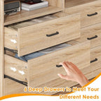 Bigbiglife 6 Drawers Dresser for Bedroom Wooden Drawer with Open Storage Cubby, Double Wide Dresser Organizer for Bedroom, Living Room, Entryway, Hallway (Light Oak) - Image 4