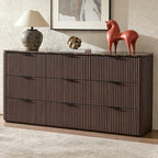 Fluted 9 Drawer Dresser for Bedroom, 54"W Wooden Large Long Chest of Drawer - Image 6