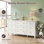 CARPETNAL 59" White Dresser for Bedroom with 9 Drawer & Modern Gold Handles - Image 6