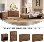 Farmhouse 7 Drawer Dresser for Bedroom, 55" Walnut Dresser with TV Stand - Image 4