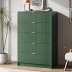 MAISONARIA 5 Drawer Dresser for Bedroom, Tall Dresser Chest of Drawers with Gold Handles, 32 Inch Wide Nightstand with for Bedroom, Living Rooms, Offices, and Entryways, Green by MAISONARIA