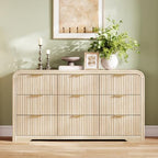 LINSY HOME 9-Drawer Fluted Dresser for Bedroom, Light Oak, Mid Century - Image 5