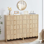 ORRD 5 Drawer Dresser for Bedroom Set of 2, Modern Closet Chest of Drawers with Wave Fluted Drawer, Wood Storage Small Dresser Organizer for Nursery Bedroom Living Room Hallway Closet (Natural) by ORRD