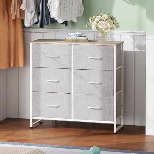 WLIVE Dresser for Bedroom with 6 Drawers, Light Grey - Image 4