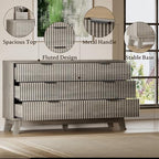 BORNOON 53" Long Dresser for Bedroom, 6-Drawer Dresser with Fluted Fronts, Wide Wood Chest of Drawers, Smooth Metal Slides, Stable Base, Modern Clothes Storage Cabinet for Living Room, Hallway - Image 5