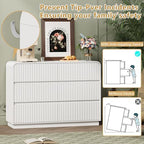 Wodeer White Dresser Fluted 6 Drawers Dresser for Bedroom, 47" Wide Wood Chest of Drawers with Hidden Handles & Rounded Corners, Modern TV Stand Storage Cabinet for Living Room, Hallway, Entryway - Image 6