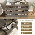 Wood Tall 6 Drawers Dresser, 53.2" W Fluted Modern Dressers for Bedroom - Image 3