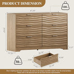 MALOL Coastline Fluted 6 Drawers Dresser for Bedroom, 48" Wide Modern Chest of TV Stand Organizers with Metal Handle, Storage Wooden Dresser Drawer for Living Room, Hallway, Closet, Walnut Wood - Image 2